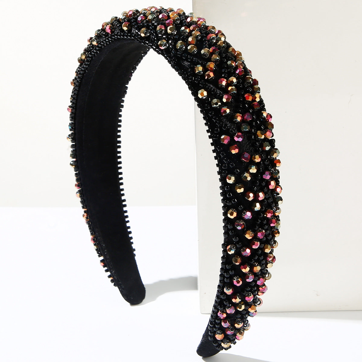 Wholesale Luxury Handmade Beaded Hair Hoop Women's Fashionable Simple Crystal Rice Beads Decorative Headband All-match High Cranial Top Hair Accessories
