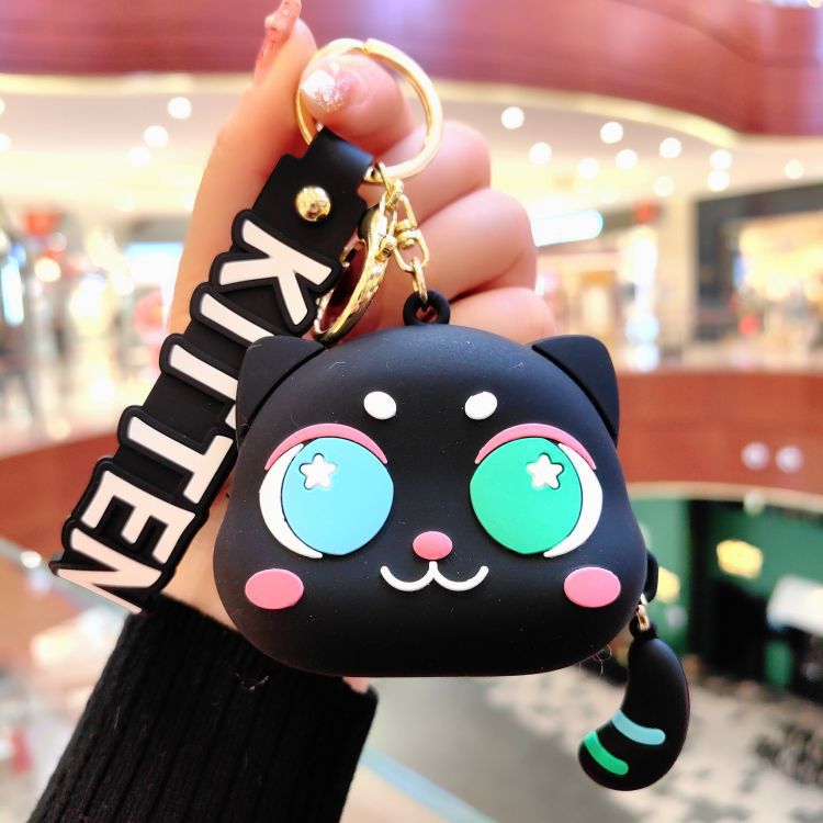 Wholesale Cute Big Eyed Cat Zero Wallet Silicone Keychain