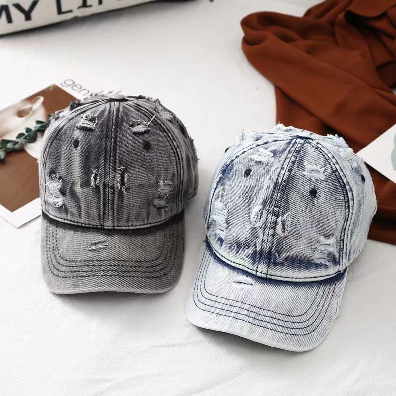 Wholesale Ripped Washed Denim Baseball Caps