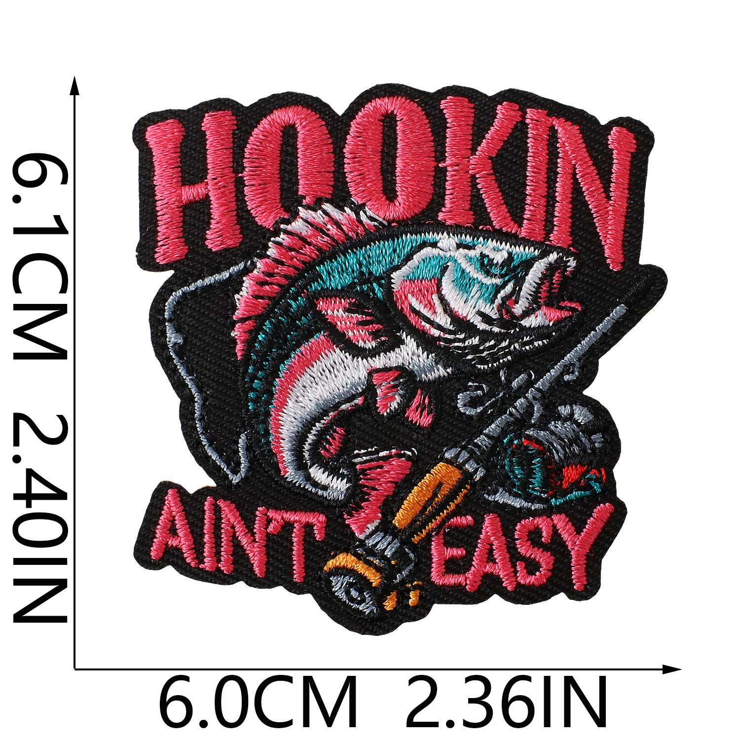 Wholesale Fishing Themed Embroidered Iron On Patch Polyester Thread DIY Patch For Outdoor Clothing Bags And Hats