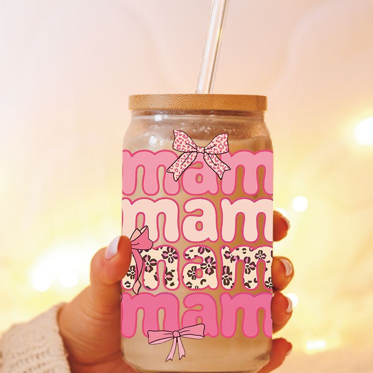 Wholesale Colorful Bow Mother's Day Series 16oz Cup UV DTF Wraps