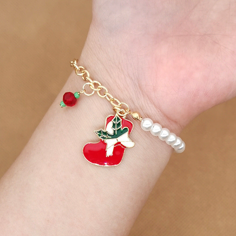 Wholesale 2PCS Santa Claus Snowman Alloy Bracelet
