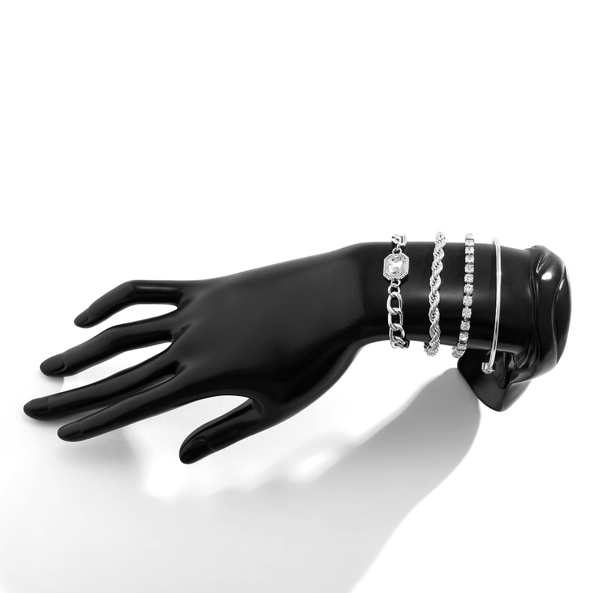 Conjunto de brazalete de metal apilado de la cadena de giro de diamante completo al por mayor