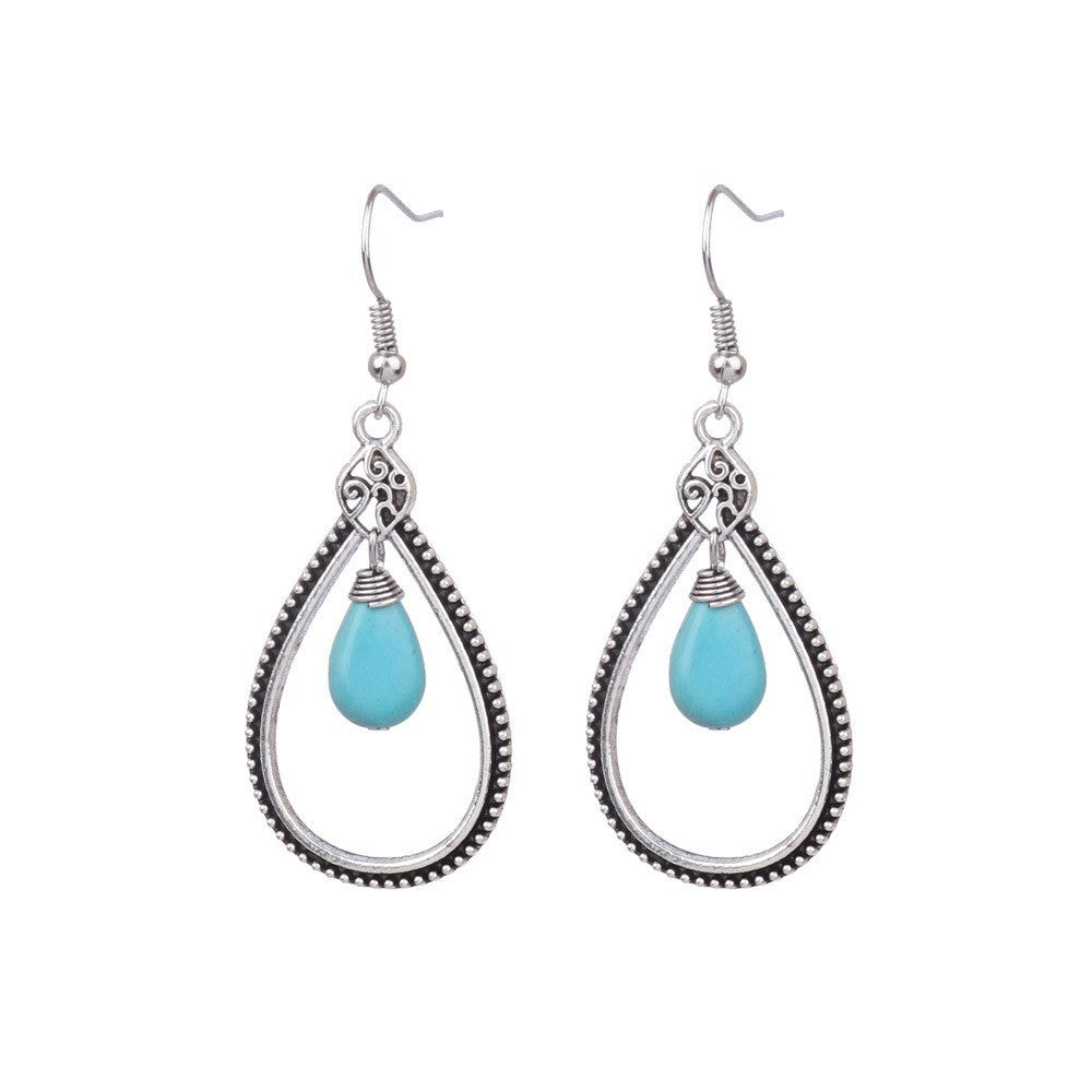 Wholesale Turquoise Bohemian Tassel Geometric Alloy Vintage Earrings