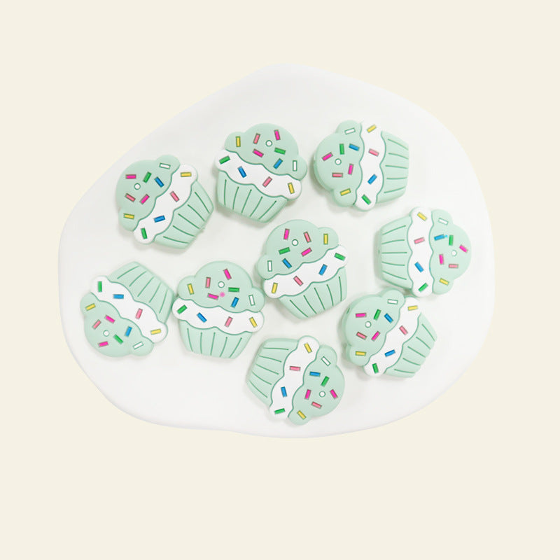 Wholesale 10pcs/pack cute little cake beaded pen beads silicone decorative accessories DIY beads