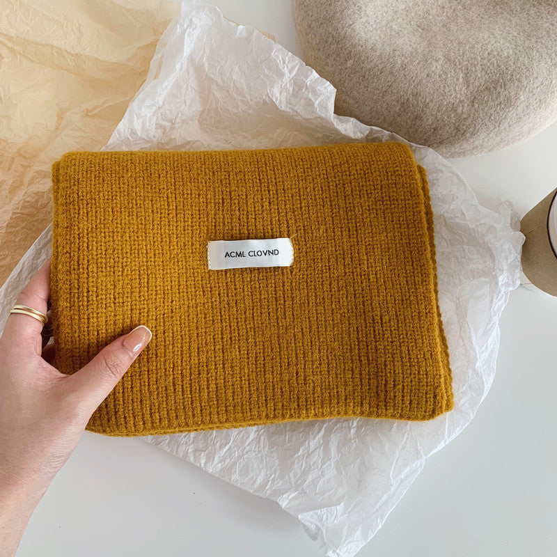 Wholesale Solid Color Knitted Warm and Thickened Woolen Scarves for Autumn and Winter