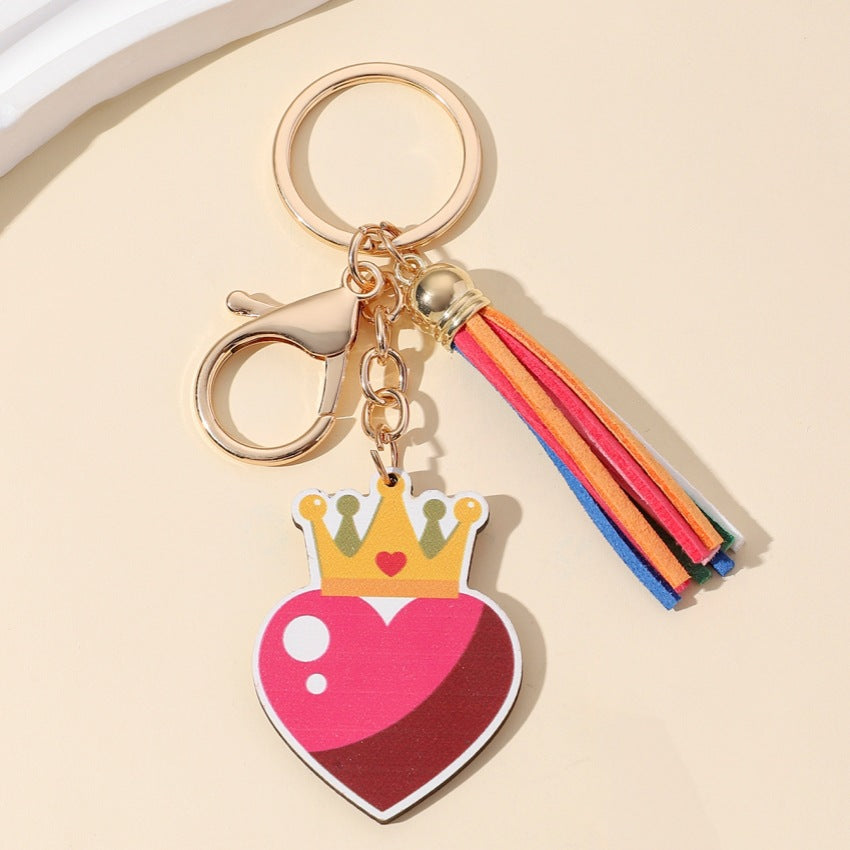 Wholesale Valentine's Day Love Truck Tassel Wooden Keychain