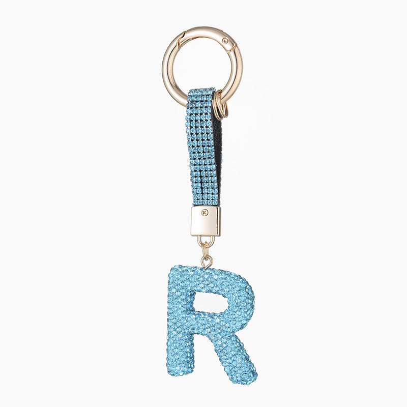 Wholesale Pottery Clay Water Diamond Alloy Dot Diamond Letter Keychain
