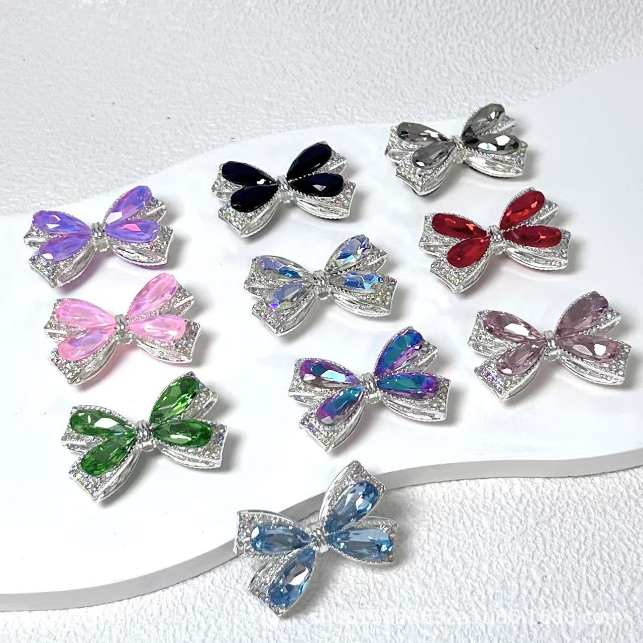 Wholesale 10pcs Colorful crystal bowknot straight-hole Crystal Beads