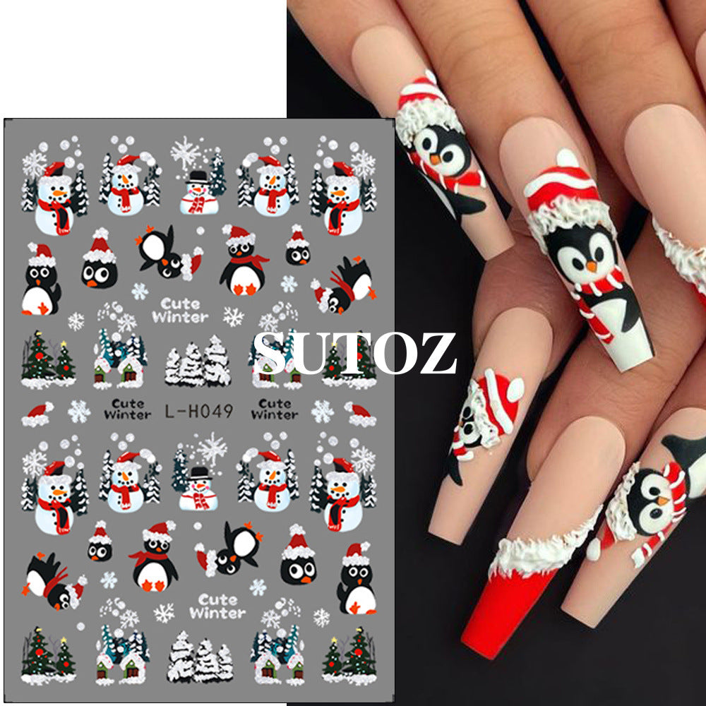 Wholesale 3pcs/pack Cartoon 3D Christmas nail art stickers