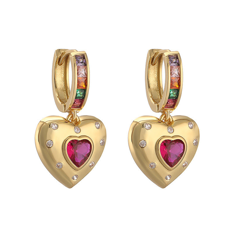 Wholesale asymmetric love five-pointed star earrings