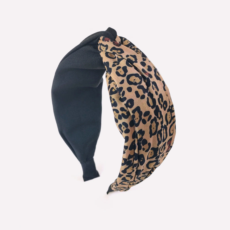 Wholesale Leopard Pattern Color Matching Cross Fabric Hair Bands