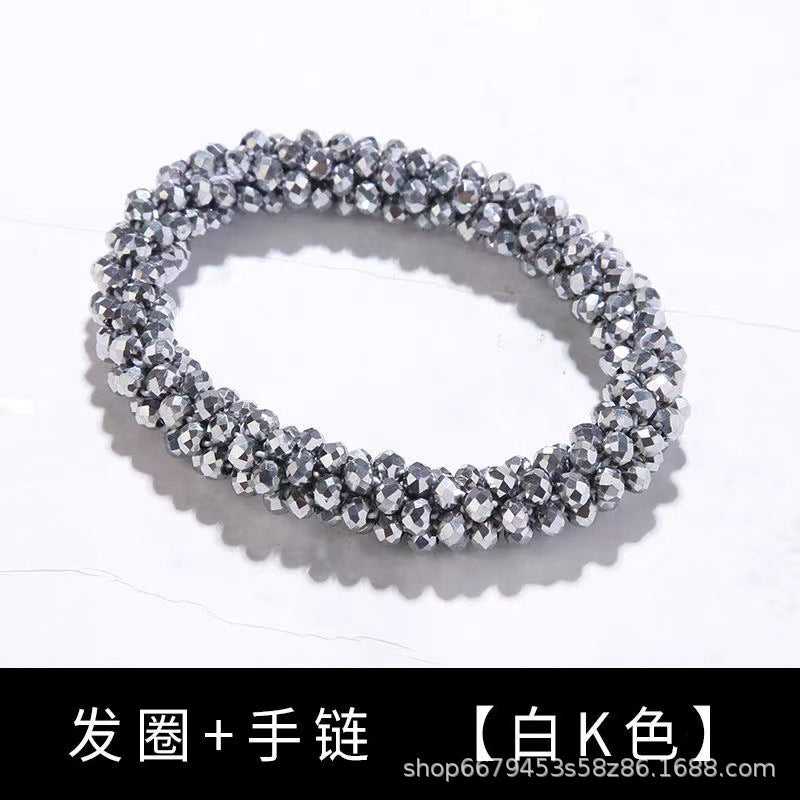 Wholesale Sequin Crystal Color Elastic Rubber Band Bracelet Dual Use