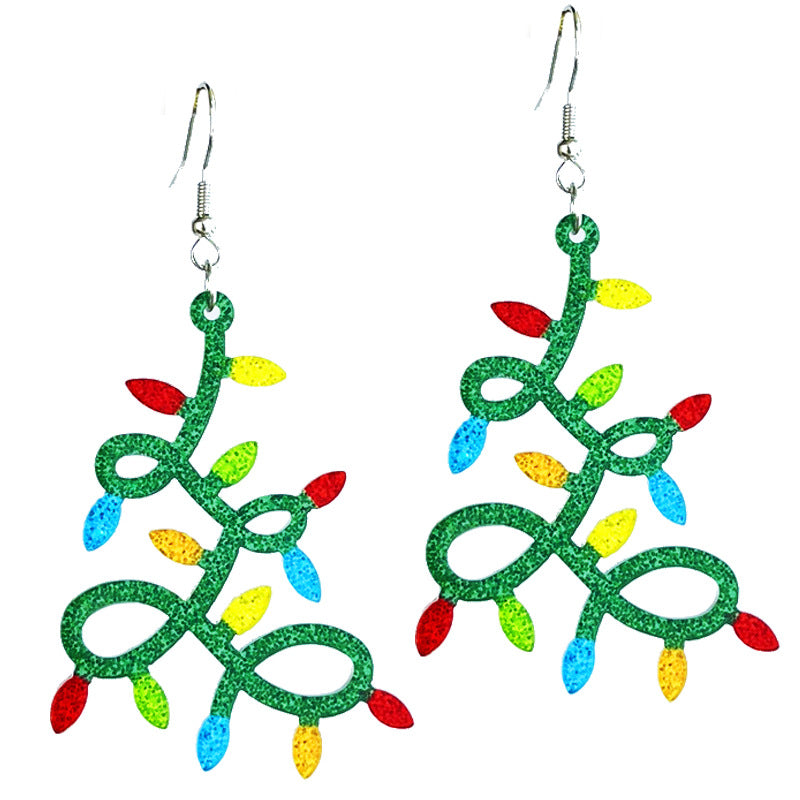 Wholesale 2pcs Source: Christmas Shiny Girls Party, Gingerbread People, Colored Lights, Snowflake Earrings