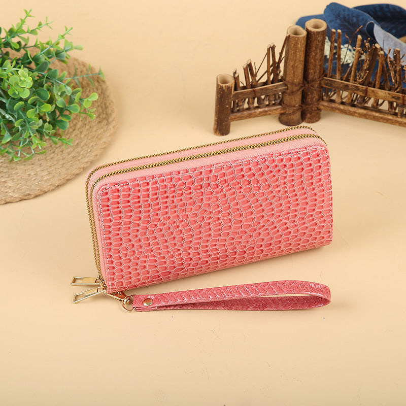 Wholesale Simple Woven Zipper Long Wallet for Women