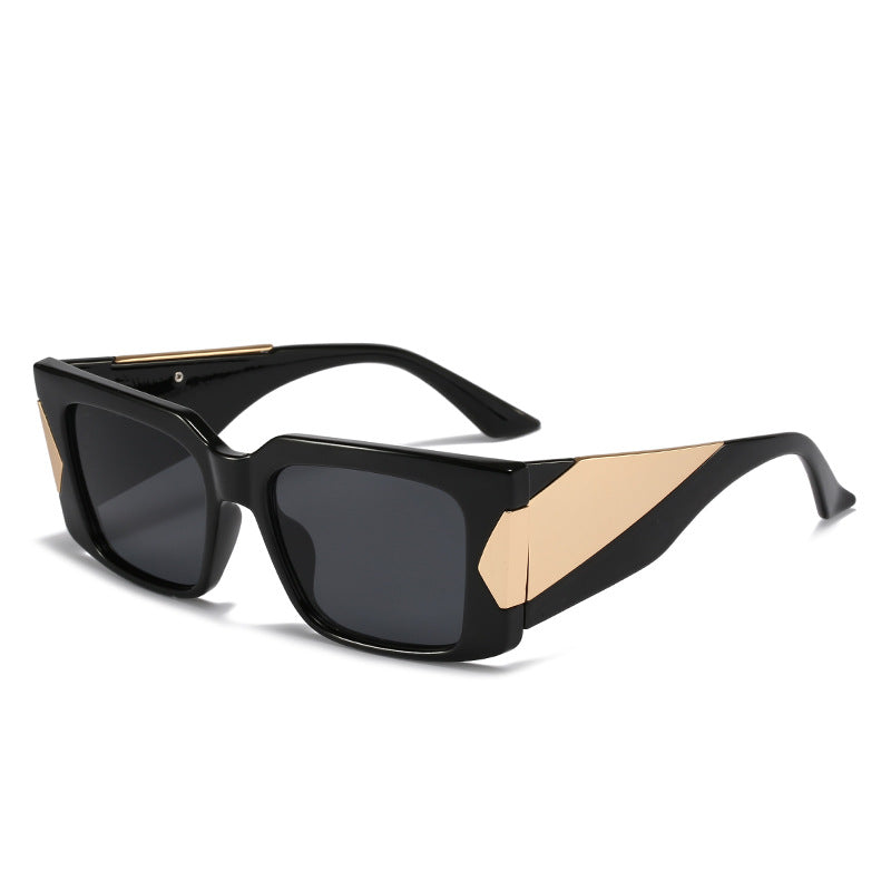 Wholesale Square Frame Personalized Wide-leg Metal Sunglasses