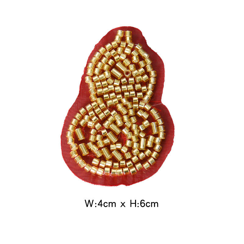 Wholesale Decorative Gourd Shaped Crystal Bead Embroidery Patch DIY Craft Supply For Clothing Bags Towels