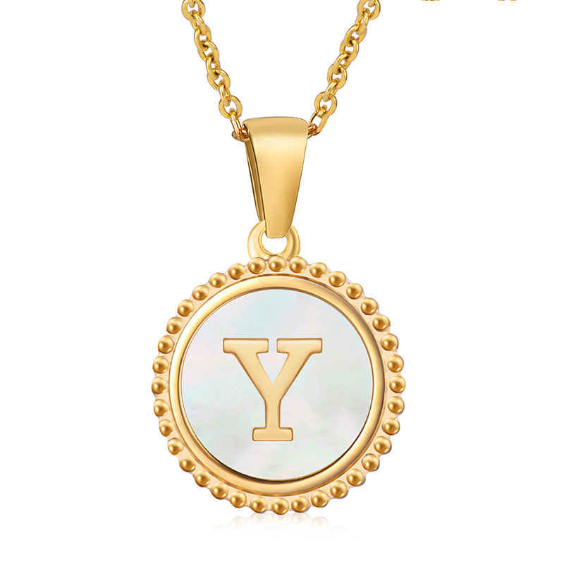 Wholesale Stainless Steel Shell Letter Necklaces