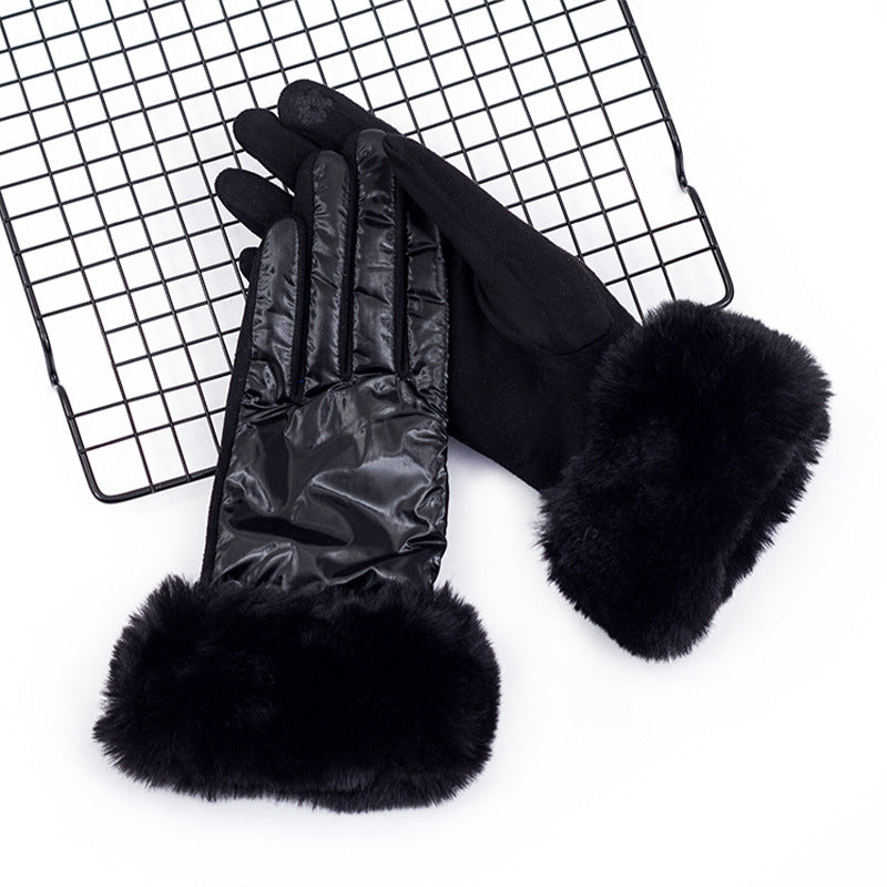 Wholesale Women's Winter Fur Skiing with Plush Angora Glove