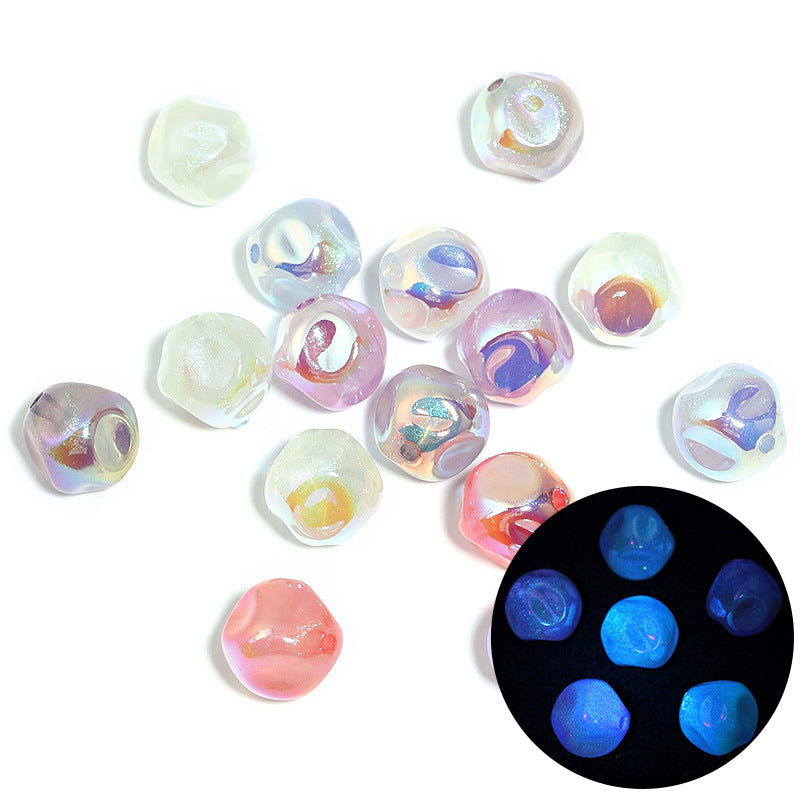 Wholesale  Random 100pcs/pack  Luminous Acrylic Faceted Acrylic Beads