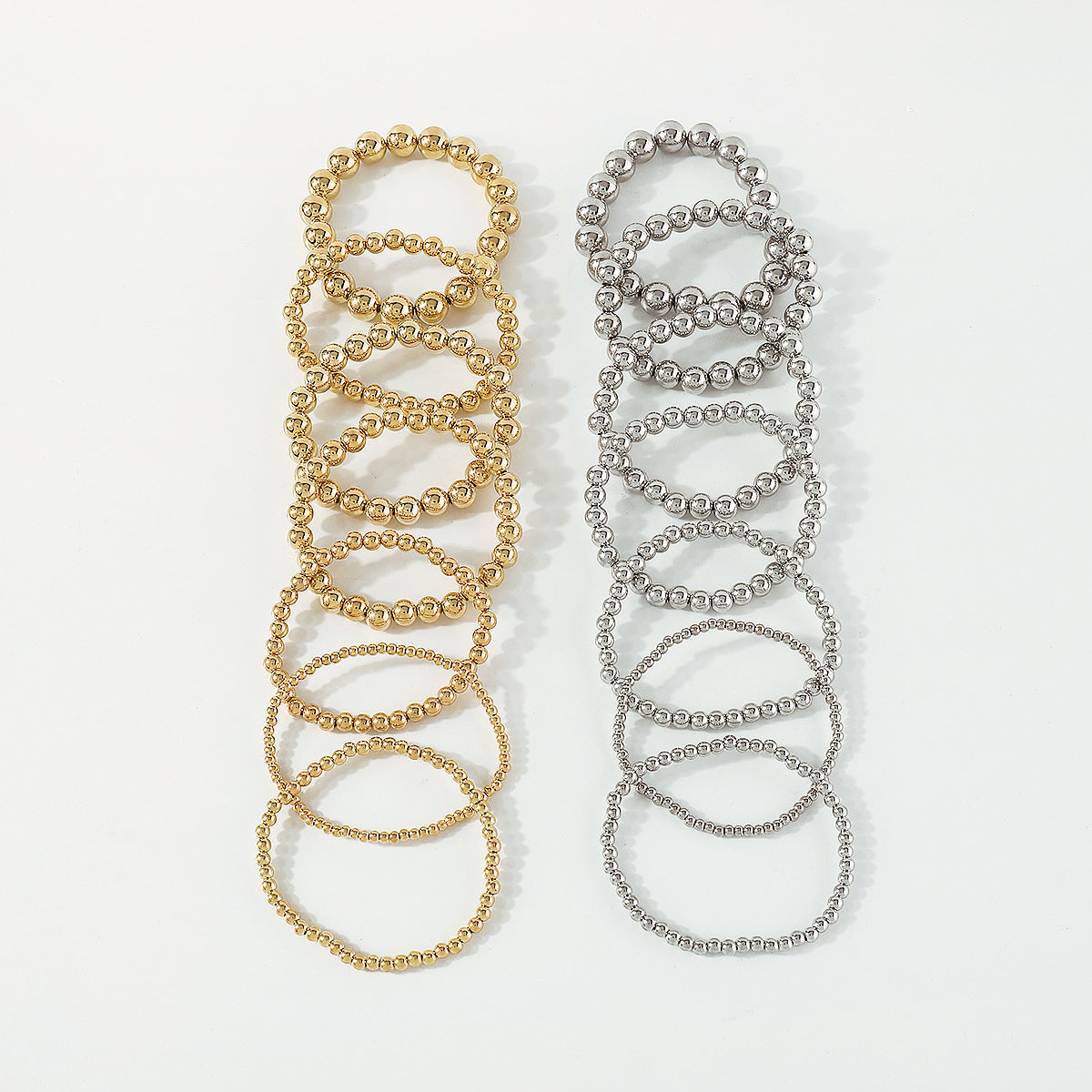 Pila de cuentas de oro pequeñas con cuentas hechas a mano al por mayor estirado con brazalete con pulsera