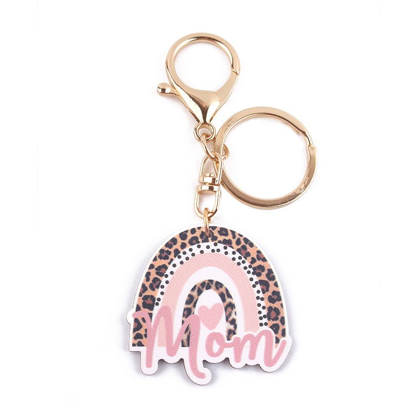 Wholesale Mother's Day Western Rainbow Wooden Keychains