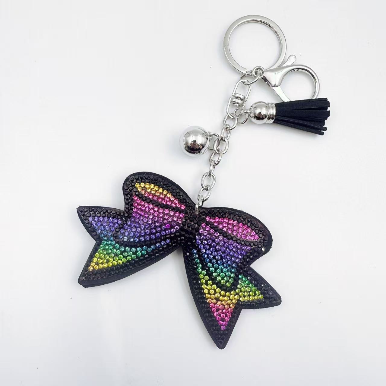 Wholesale 6pcs Creative Diamond Leopard Print Keychain