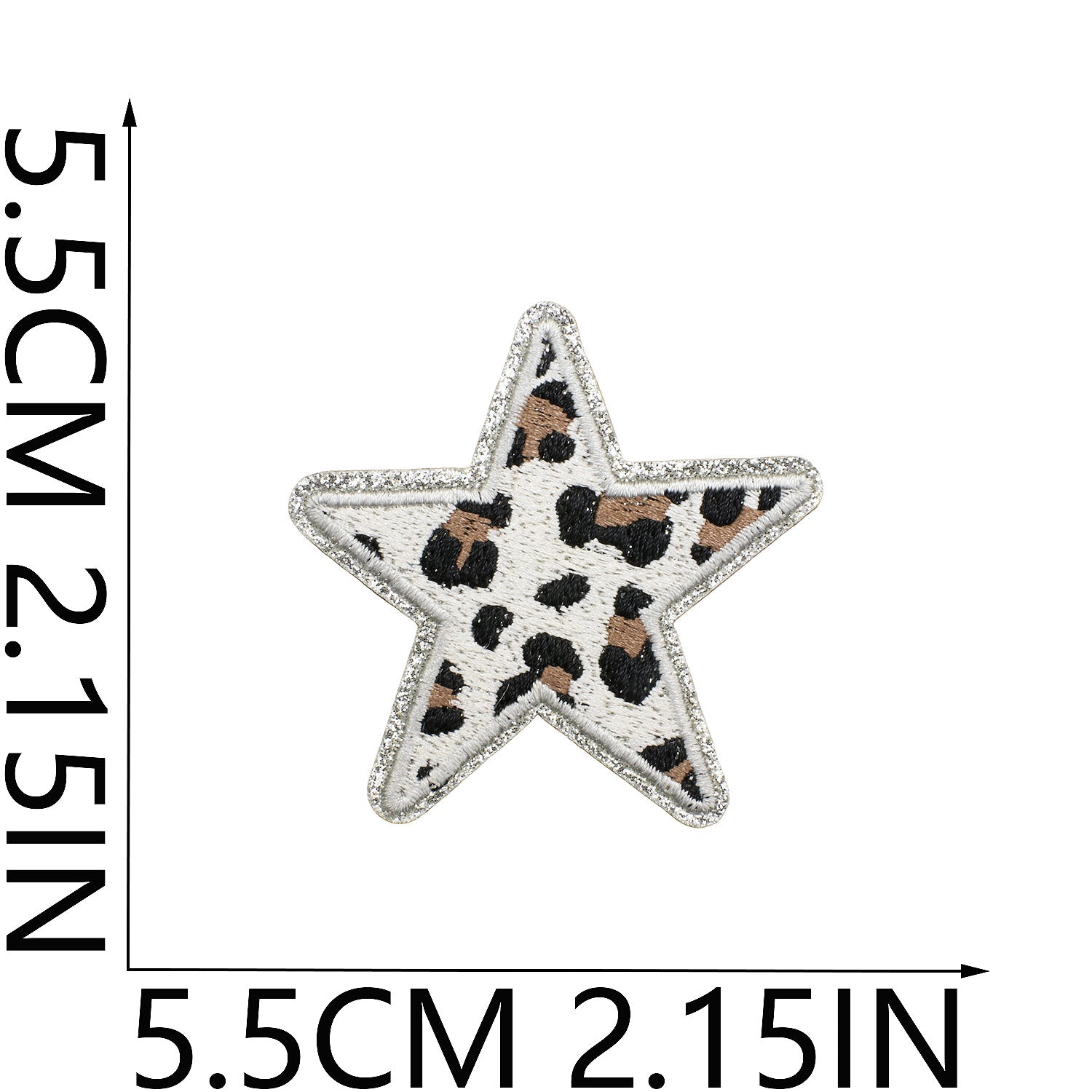 Wholesale Leopard Print Glitter Star Embroidered Patch Polyester Applique For Clothing Bags DIY