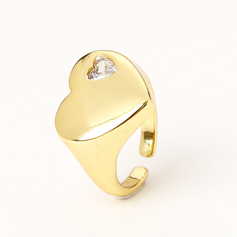 Wholesale Copper Plated Diamond Heart Open Ring