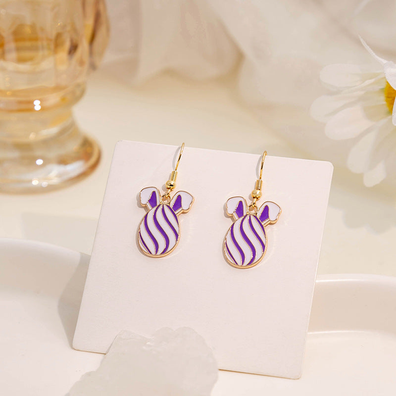 Wholesale Easter Egg Cartoon Titanium Steel Earrings