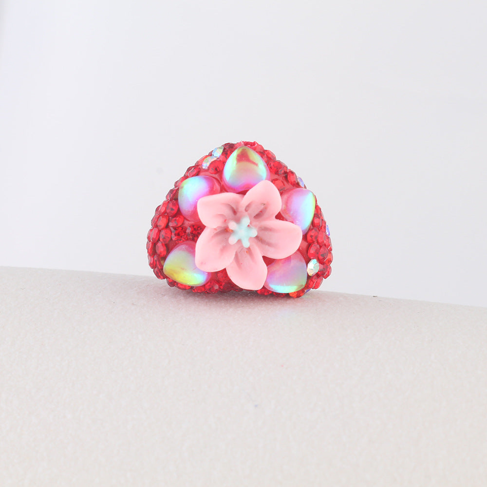 Wholesale 6pcs Flower Heart Soft Ceramic Diamond Ball Crystal Beads