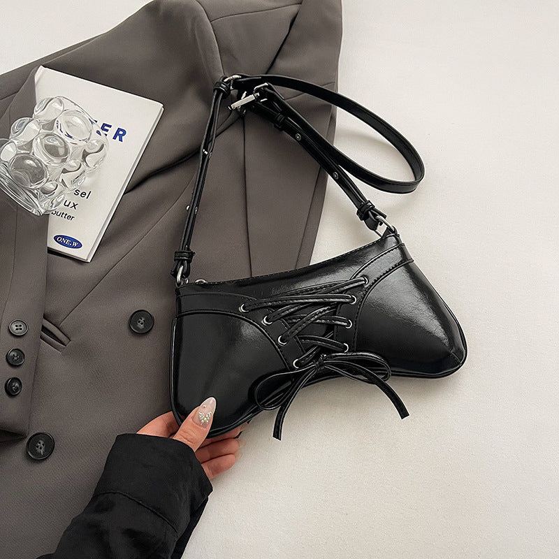 Wholesale Cross Strap Drawstring Shiny Pleated Bow Shoulder Bag