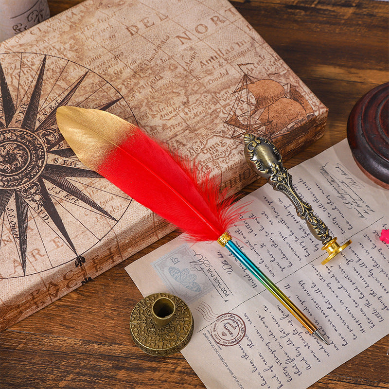 Wholesale 10pcs/pack Gradient Color Feather Pen Ballpoint Pen