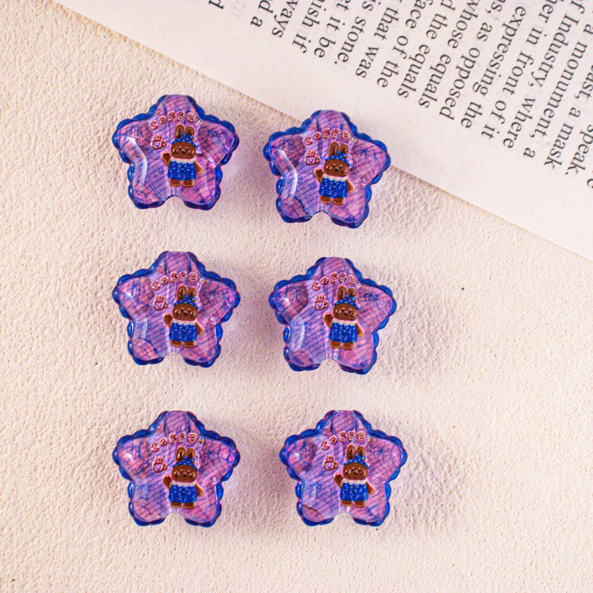 Wholesale 10pcs Acrylic Cartoon Printed Star Beads DIY Beadable Accessories OLY Exclusive