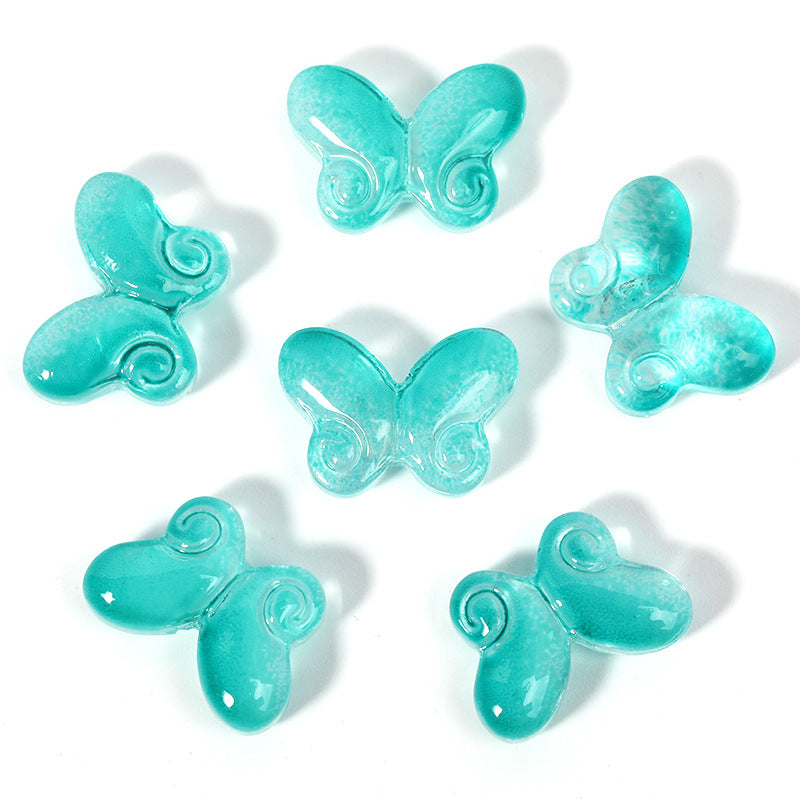 Wholesale 100pcs 10 * 14.5mm Gradient Fat Butterfly Glass Straight Hole DIY Beads