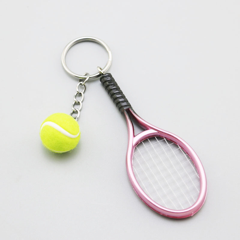 Wholesale Simulation Metal Tennis Mini Tennis Keychain