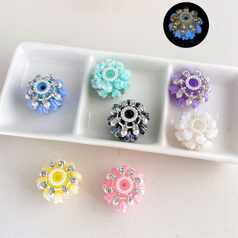 Wholesale 20pcs luminous pearl diamond ball colored Crystal Beads