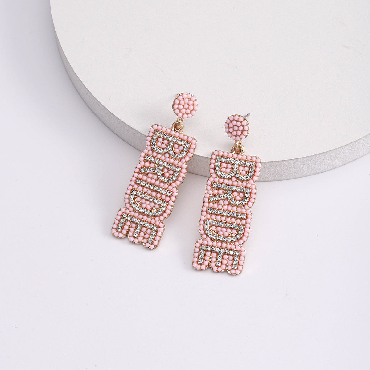 Wholesale BRIDE Alloy Rice Bead Diamond Earrings