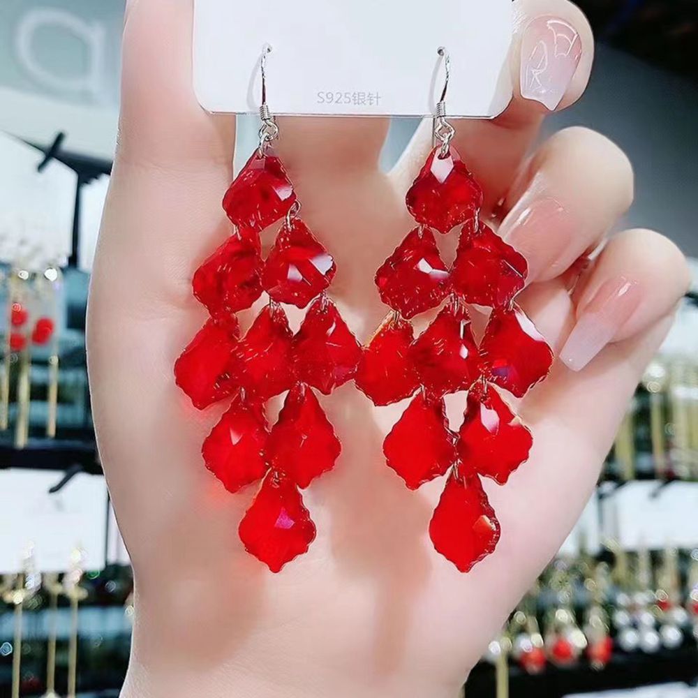 Pendientes de cristal de cristal de cristal púrpura al por mayor pendientes hipoalergénicos