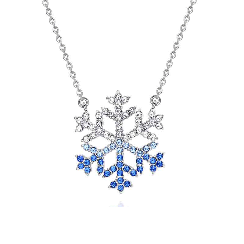 Wholesale Christmas Snowflake Full Diamond Hollow Geometric Necklace Clavicle Chain