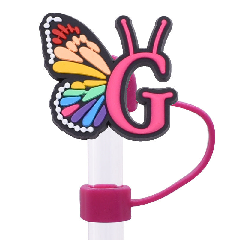 Wholesale  Random 100pcs/pack   Butterfly letter dustproof straw cover  Straw Tube Cap