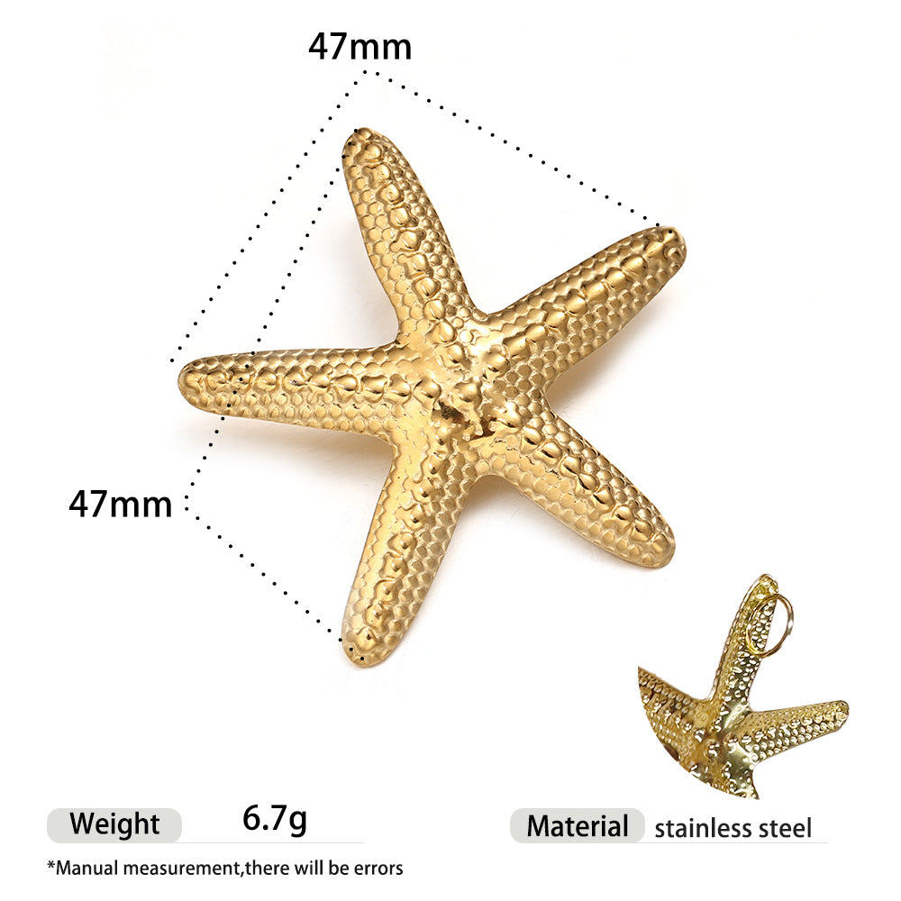 Wholesale Tyna European and American Light Luxury 18K Gold Stainless Steel Conch Sea Star Sun Thick Rope Necklace All-match Cross-border Trendy Jewelry