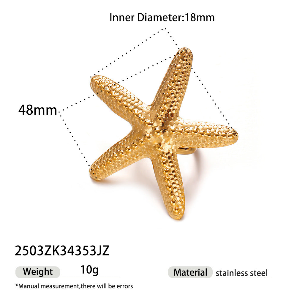 Wholesale Tyna European and American Light Luxury 18K Gold Stainless Steel Conch Sea Star Sun Thick Rope Necklace All-match Cross-border Trendy Jewelry