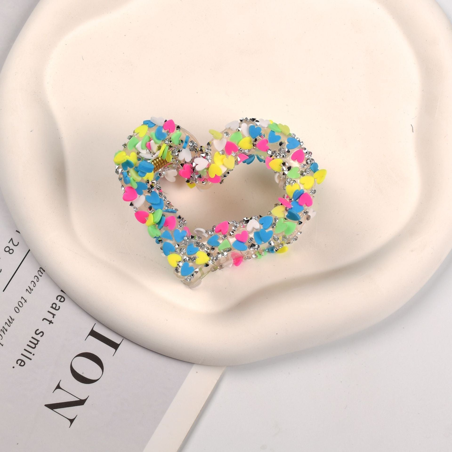 Wholesale jelly water fat love ponytail clip fashion sweet hairpin Valentine's Day heart sparkling heart clip