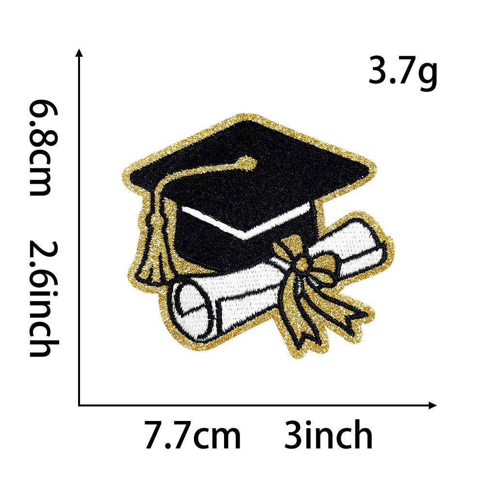 Wholesale Embroidered Graduation Patch Set Chic DIY Iron On Applique Creative Gift For Students And Resale