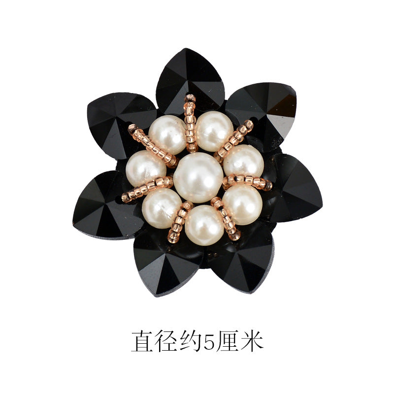 Wholesale DIY Handmade Beaded Cloth Patch Pearl Crystal Color Flower Hat Clothing Decoration