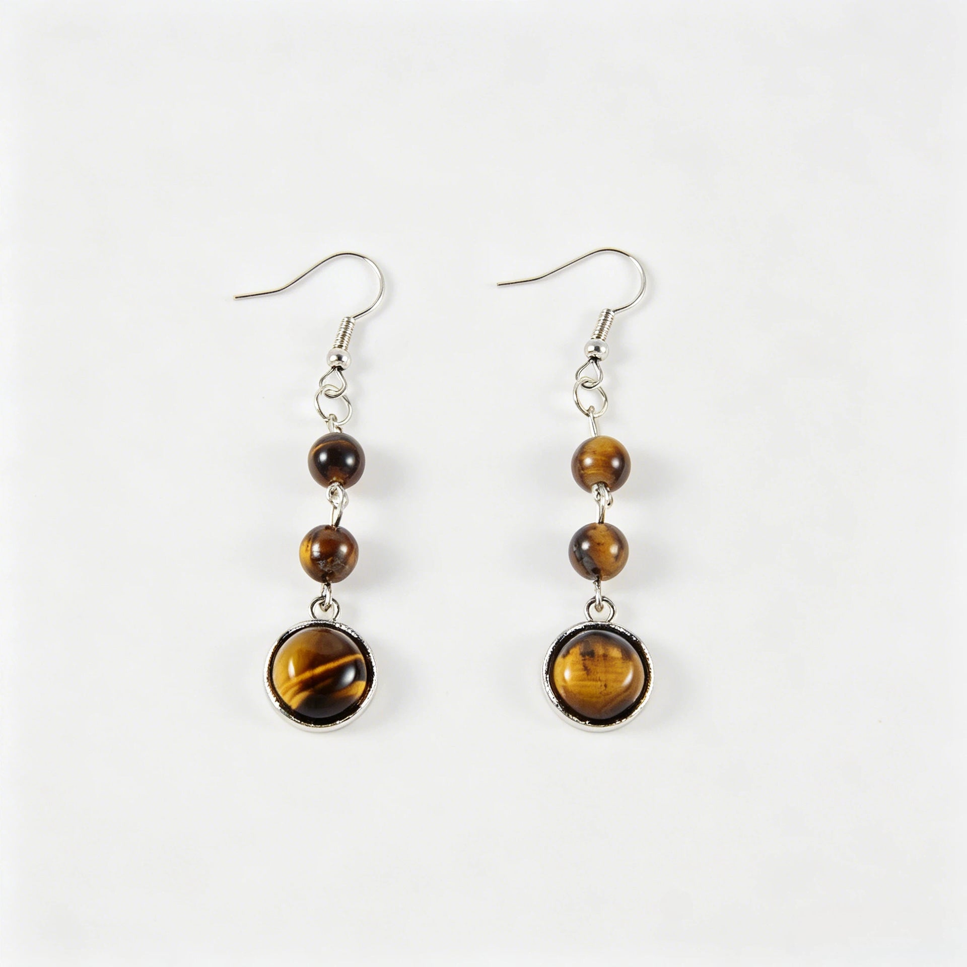 Wholesale Retro Bohemian Tiger Eye Stone Tassel Earrings Beaded Drop Earrings For Women Jewelry Accessory Gift
