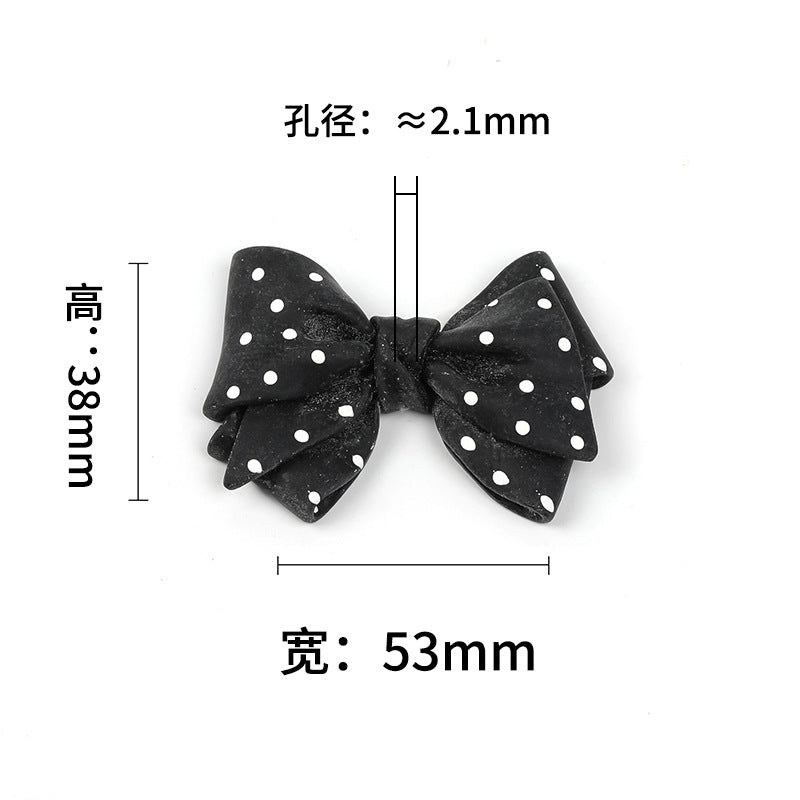Wholesale  25pcs/pack  Large Polka Dot Bow Straight Hole Beads Acrylic Beads