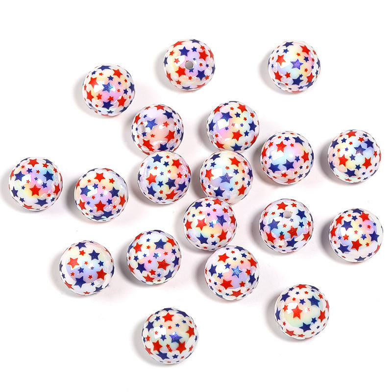Wholesale 100pcs UV-plated Five-pointed Star Printed Beads