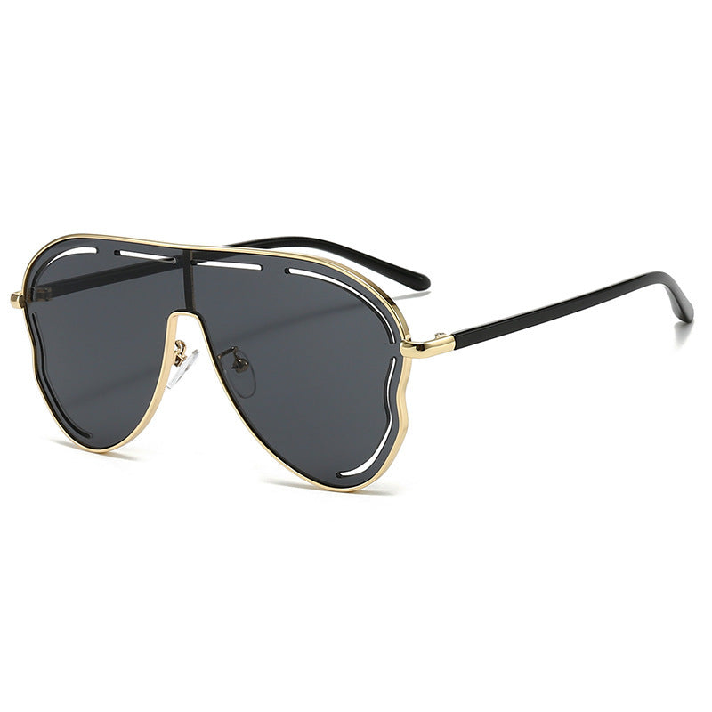 Wholesale big frame sunglasses party sunglasses one-body lenses hollow sunglasses